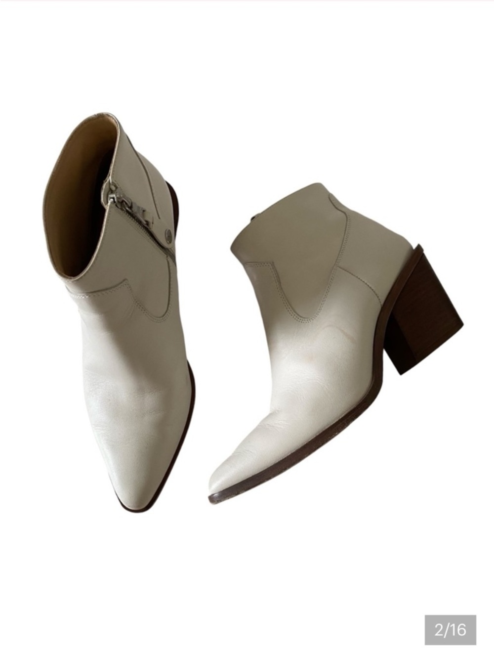 Rag & Bone Razor Western High-Heel Booties  Antique White Sz EU 36.5/US 6.5